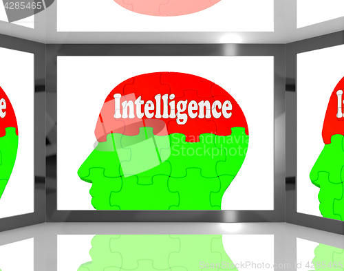 Image of Intelligence On Brain On Screen Showing Human Knowledge