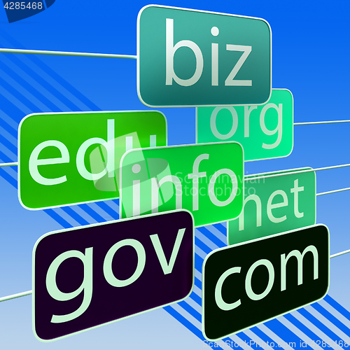 Image of Green Url Words Shows Org Biz Com Edu