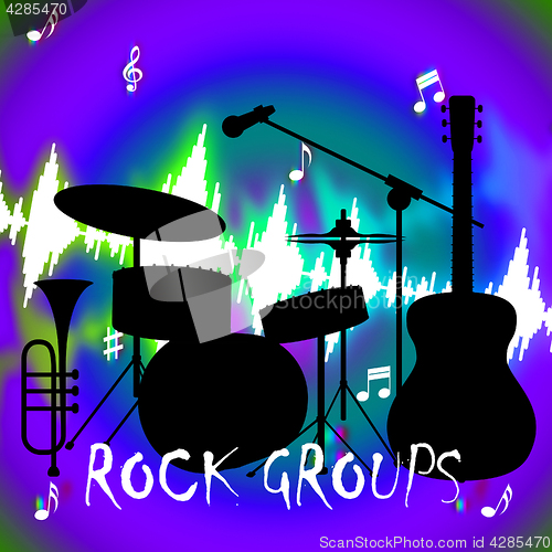 Image of Rock Groups Indicates Sound Track And Band