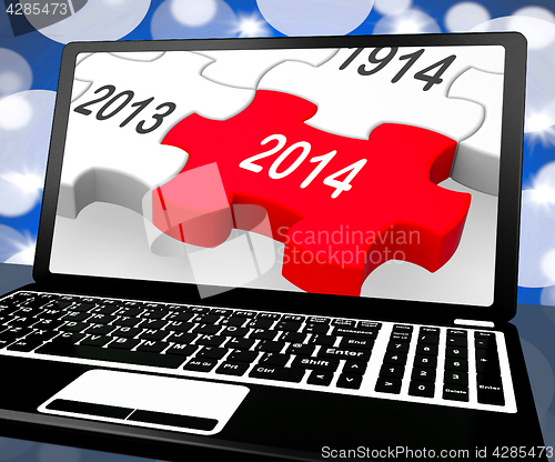 Image of 2014 On Laptop Shows Near Future Technology