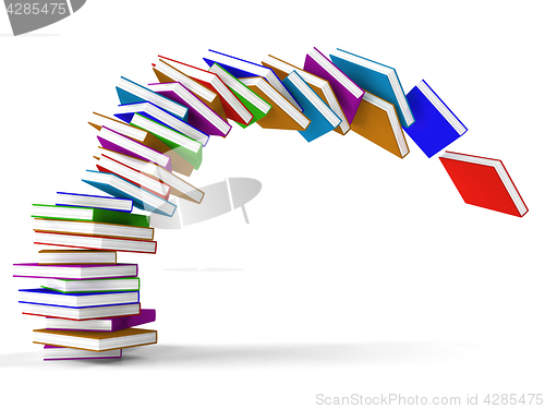 Image of Stack Of Falling Books Representing Learning And Education