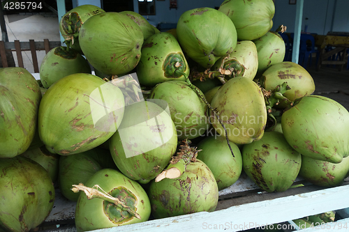 Image of Fresh coconuts in the market