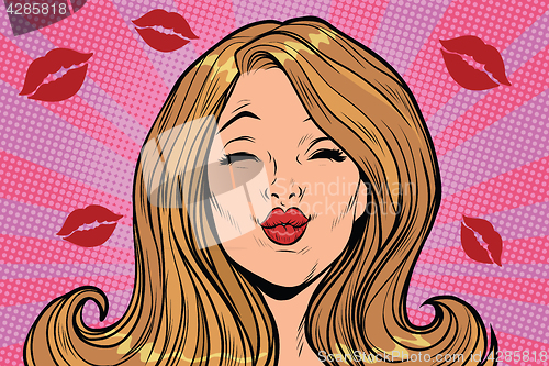 Image of beautiful woman love lips kiss
