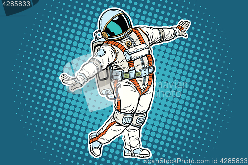 Image of Astronaut dancing, funny gesture