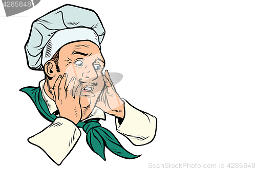 Image of male cook scared gesture