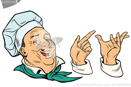 Image of set French or Italian cook and hand gestures