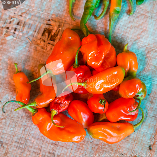 Image of Red paprika being sold at local food market.