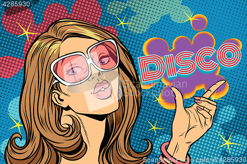 Image of Beautiful woman disco, pop art style