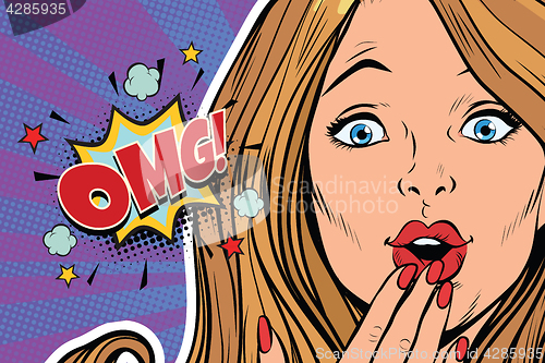 Image of OMG surprised pop art woman face