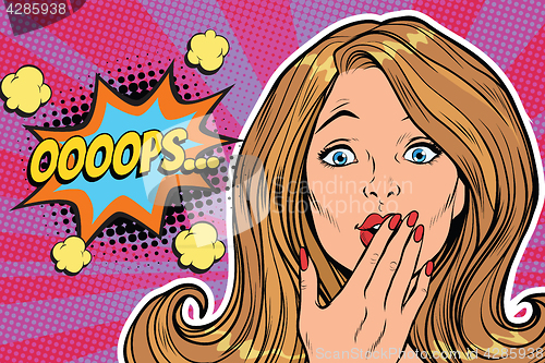 Image of oops surprised pop art woman face