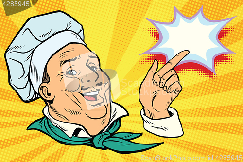 Image of chef points his finger gesture