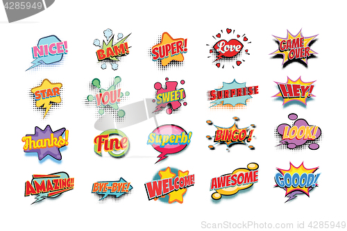 Image of comic book words set