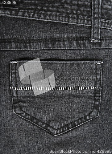 Image of Black jeans pocket with white stitches