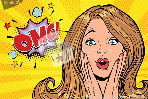 Image of OMG glamorous kitsch pop art blond woman