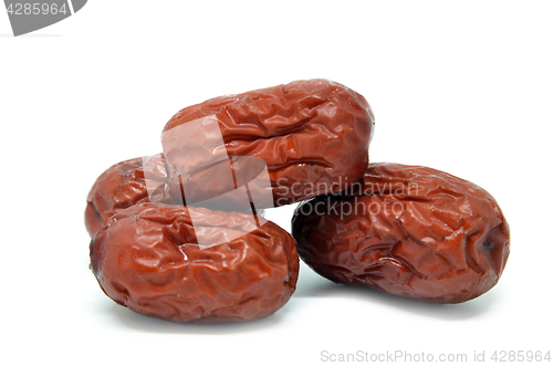 Image of Dried jujube fruits on white background