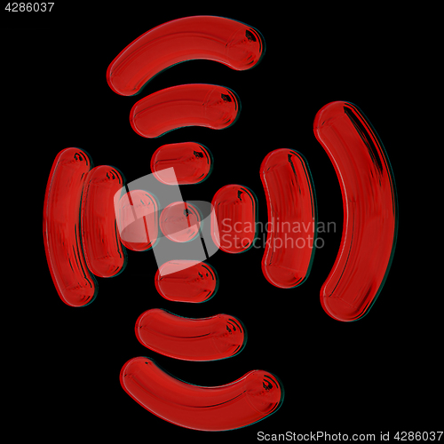 Image of Radio Frequency Identification symbol. 3d illustration. Anaglyph