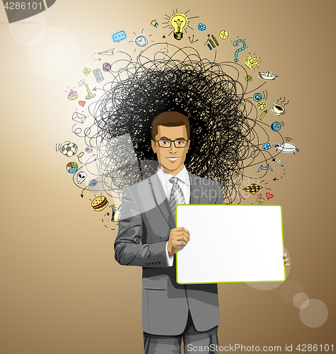 Image of Vector Business Man with Empty Write Board
