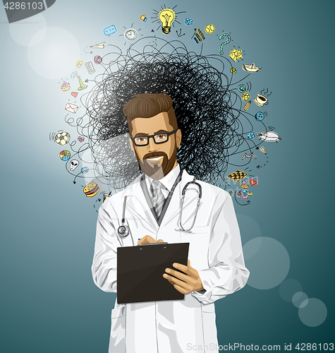 Image of Vector Hipster Doctor Man With Clipboard