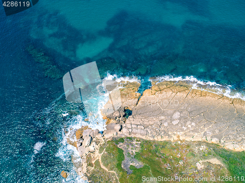 Image of Aerial View Ocean Coastal Landscape