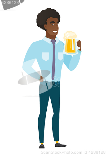 Image of Businessman drinking beer vector illustration.
