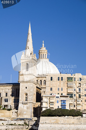 Image of  view historic buildings grand harbor valletta malta