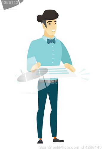 Image of Businessman holding a contract vector illustration