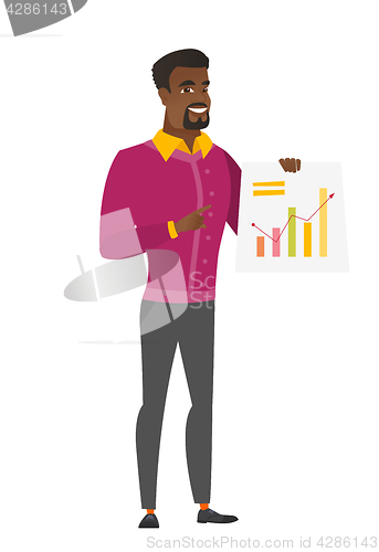 Image of African business man showing financial chart.