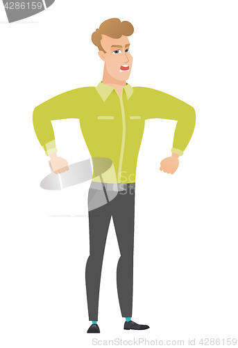 Image of Young caucasian angry businessman screaming.