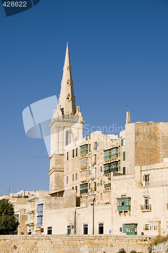 Image of view historic buildings grand harbor valletta malta