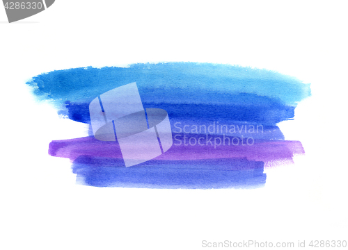 Image of Bright blue watercolor blot on white background