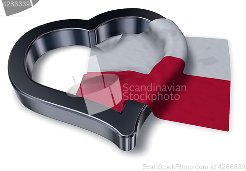 Image of  flag of poland and heart symbol - 3d rendering
