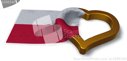 Image of  flag of poland and heart symbol - 3d rendering