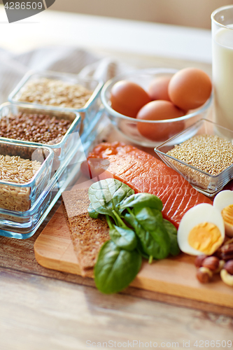 Image of close up of natural protein food on table