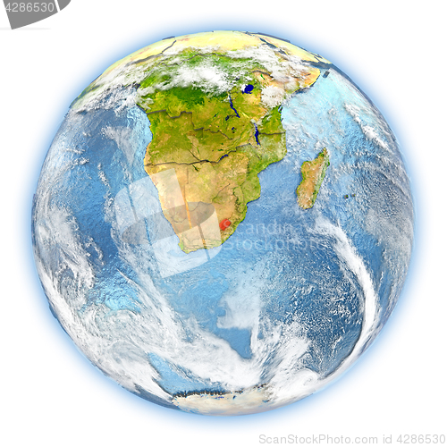 Image of Lesotho on Earth isolated