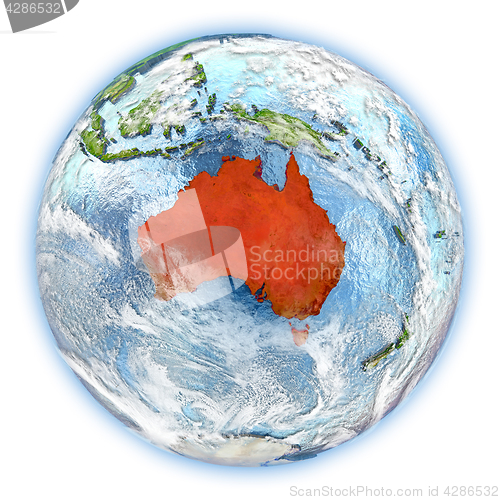 Image of Australia on Earth isolated