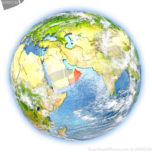 Image of Oman on Earth isolated