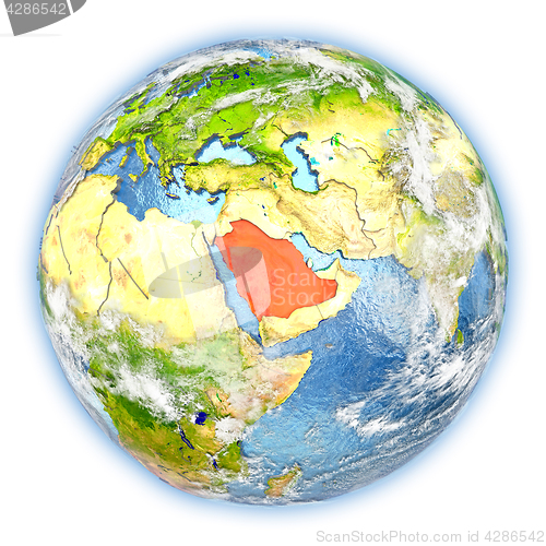 Image of Saudi Arabia on Earth isolated