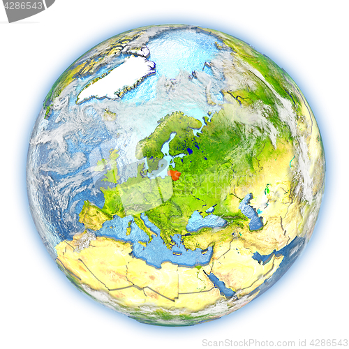 Image of Lithuania on Earth isolated