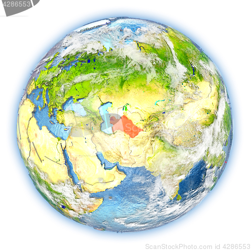 Image of Turkmenistan on Earth isolated