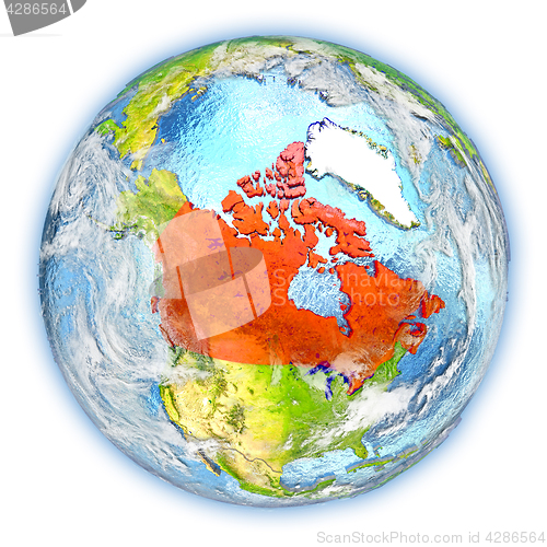 Image of Canada on Earth isolated