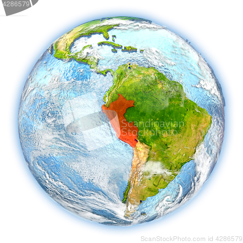 Image of Peru on Earth isolated