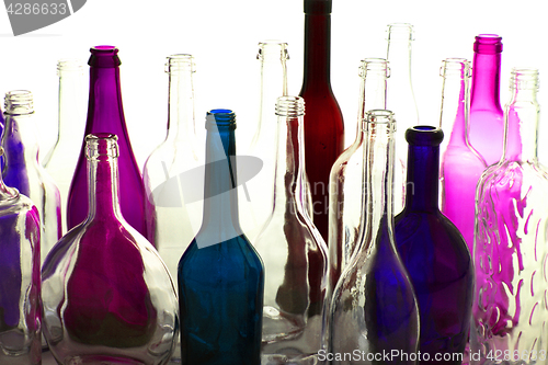 Image of glass color bottles