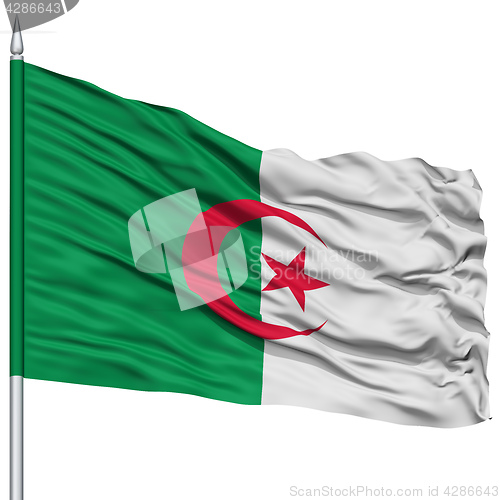 Image of Algeria Flag on Flagpole