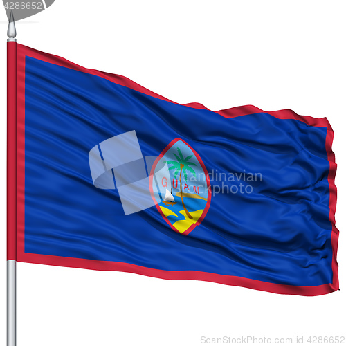 Image of Isolated Guam Flag on Flagpole, USA state