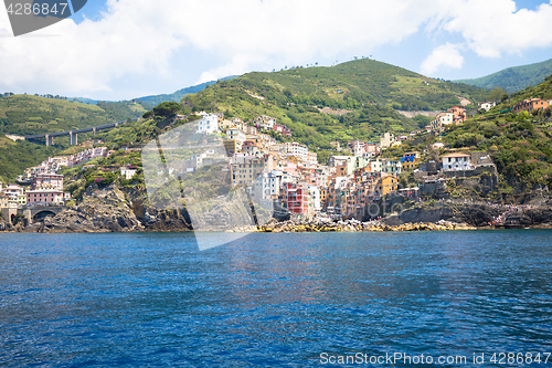 Image of Riomaggiore in Cinque Terre, Italy - Summer 2016 - view from the