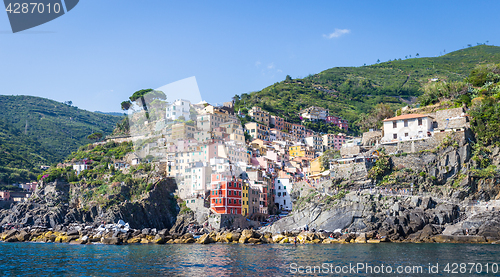 Image of Riomaggiore in Cinque Terre, Italy - Summer 2016 - view from the