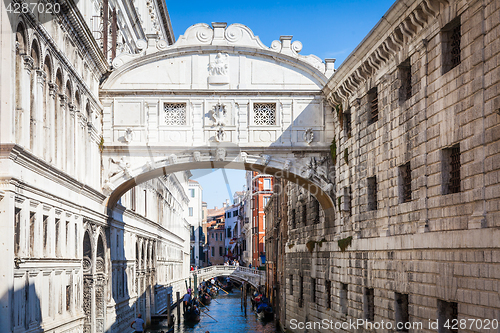 Image of VENICE, ITALY - June 27, 2016: Bridge of Sighs