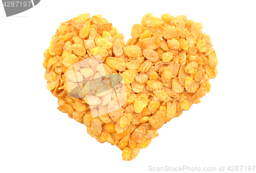 Image of Corn flakes breakfast cereal heart