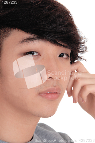Image of Closeup portrait of Asian man.