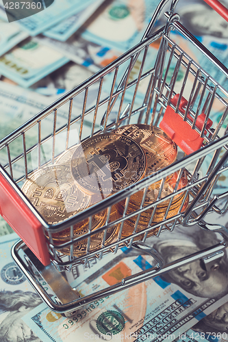 Image of Shopping cart with bitcoins